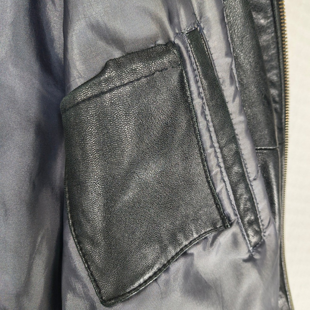 IZOD Leather Jacket Mens Large Black Full Zip Bomber Harrington Coat Solid - Picture 11 of 11